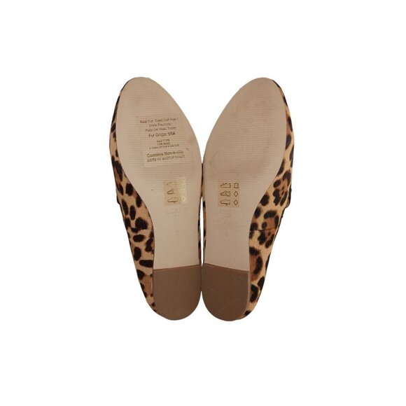 J. Crew Loafers Women's Brown Black Calf Fur Leopard Print Flats Shoes sz 8 - Picture 9 of 11